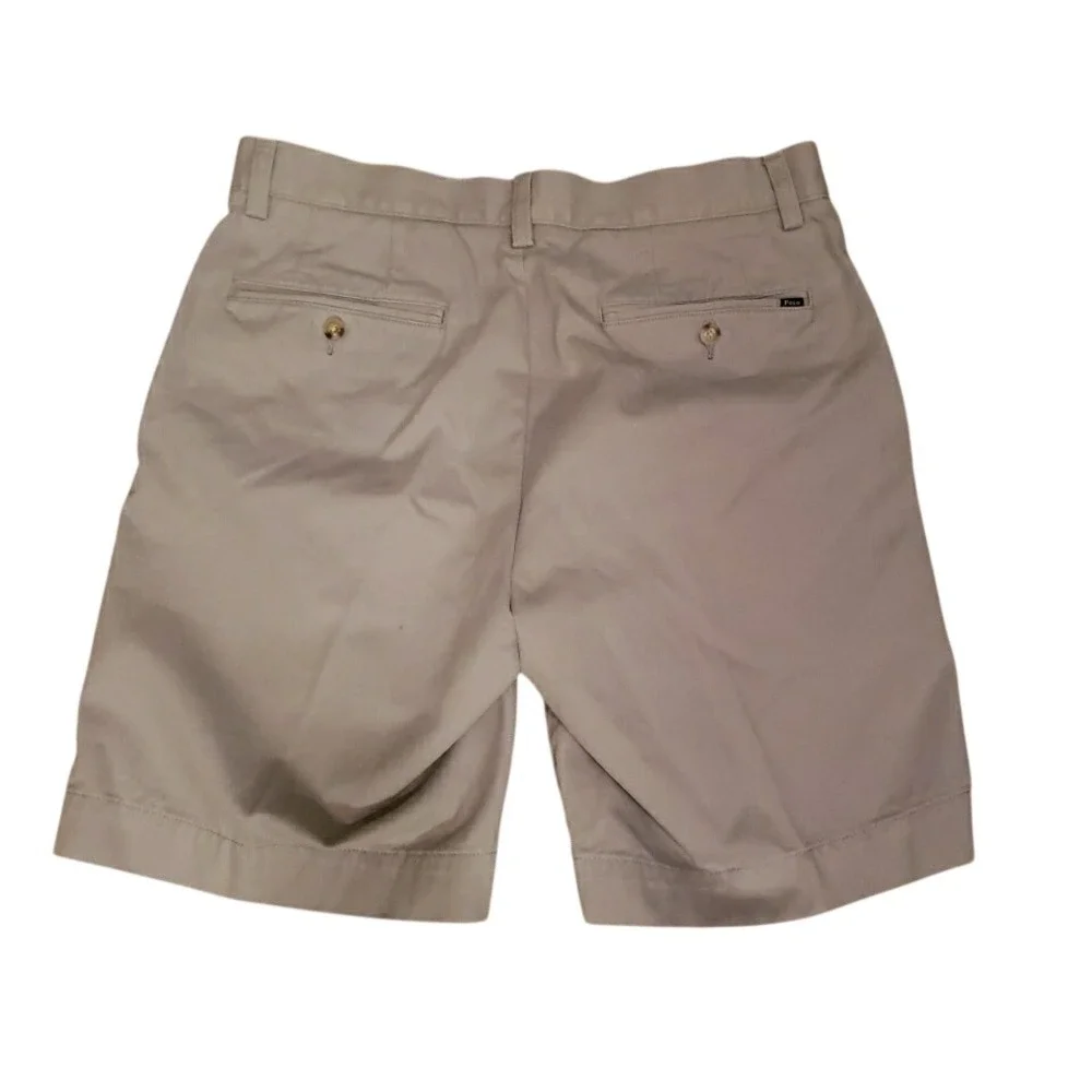 Polo Ralph‎ Lauren Mens Tan Khaki Cotton Chino Shorts Size 32 Classic Fit Twill